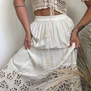 Vintage White Eyelet Maxi Skirt